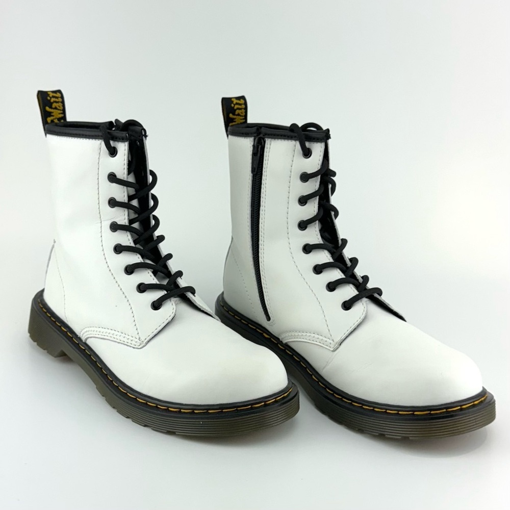 Dr Martens 1460Y White Leather Boots lace up/Zip Ankle 6M/7L new without tags
